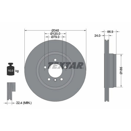 Textar 2 x Externally Vented Rear Brake Discs 92123203