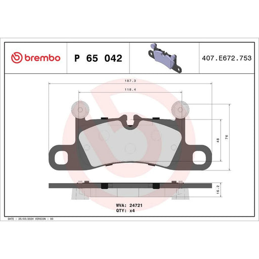Brembo 4 x Rear Brake Pad Set P65042