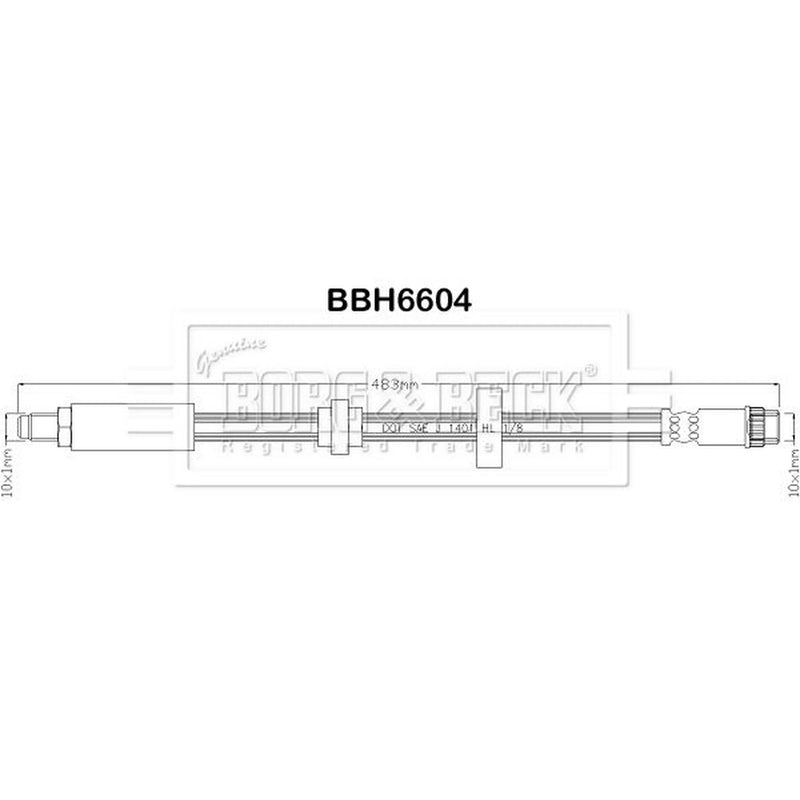 Borg & Beck Brake Hydraulic Hose Line Front Left BBH6604
