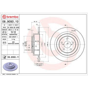 Brembo 2 x Solid Rear Brake Discs 08.9093.11