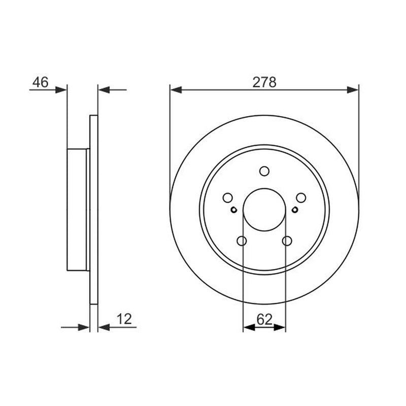 Bosch 2 x Solid Rear Brake Discs 0 986 479 752