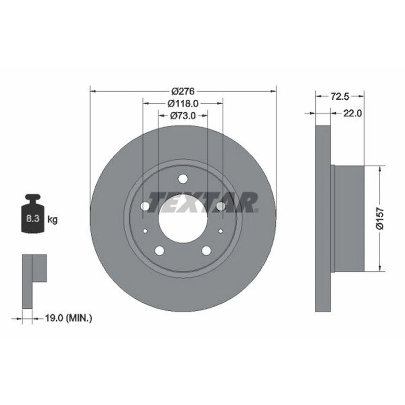 Textar 2 x Solid Front Brake Discs 93104603