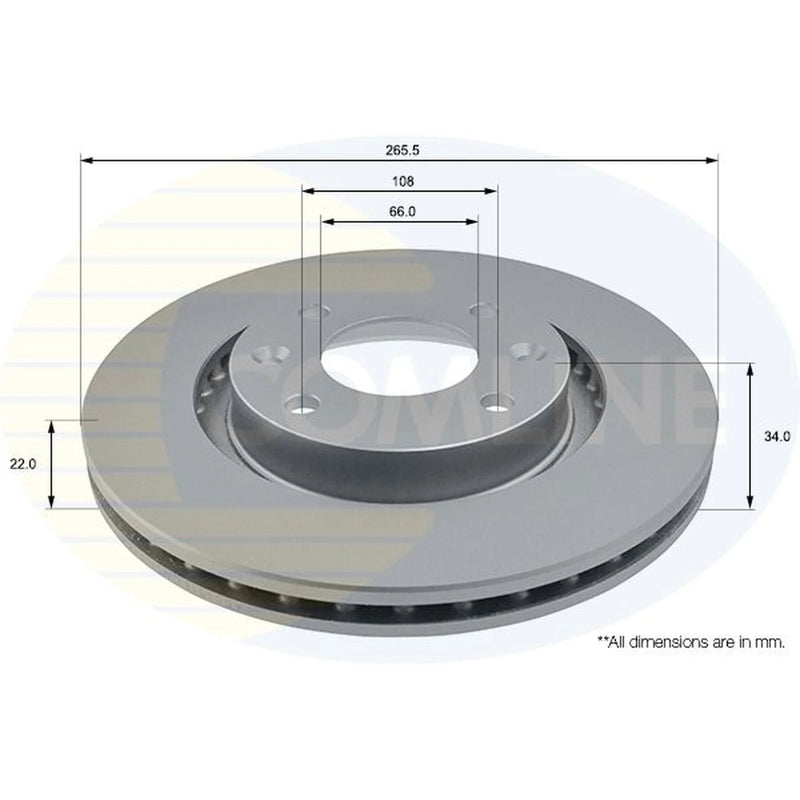 Comline 2 x Internally Vented Front Brake Discs ADC1518V