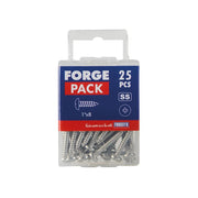 ForgeFix Self-Tapping Screw Pozi Compatible Pan Head SS 1in x 8 ForgePack 25