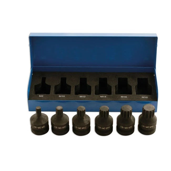 Laser Tools Impact Spline Socket Bit Set 1/2"D 6pc - PL