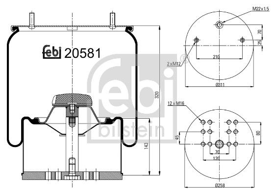 Febi Air Suspension Bellow 256mm