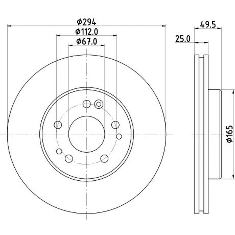 DON 2 x Internally Vented Front Brake Discs PCD15202