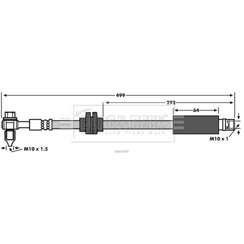 Borg & Beck Brake Hydraulic Hose Line Front Left BBH7899