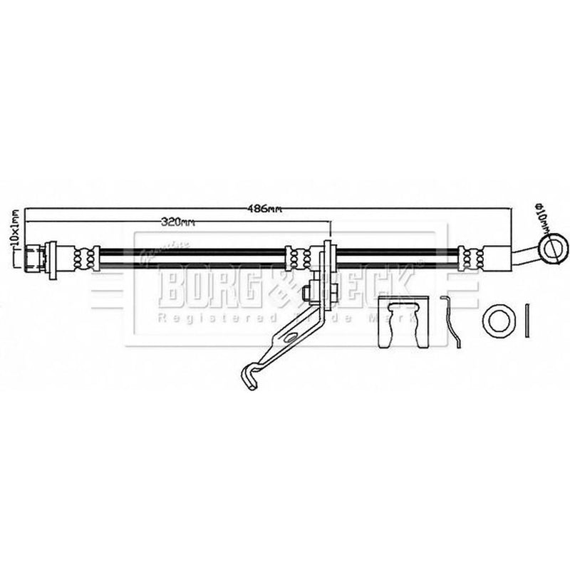 Borg & Beck Brake Hydraulic Hose Line Front Right BBH8127