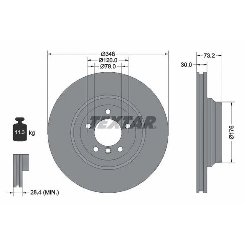 Textar 2 x Internally Vented Brake Discs 92155303