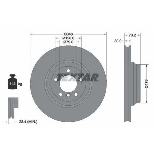 Textar 2 x Internally Vented Brake Discs 92155303