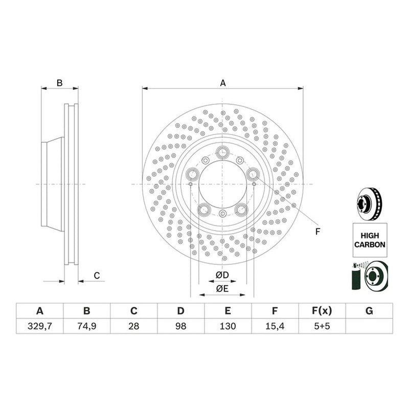 Bosch 2 x Rear Vented Brake Discs 0 986 479 582