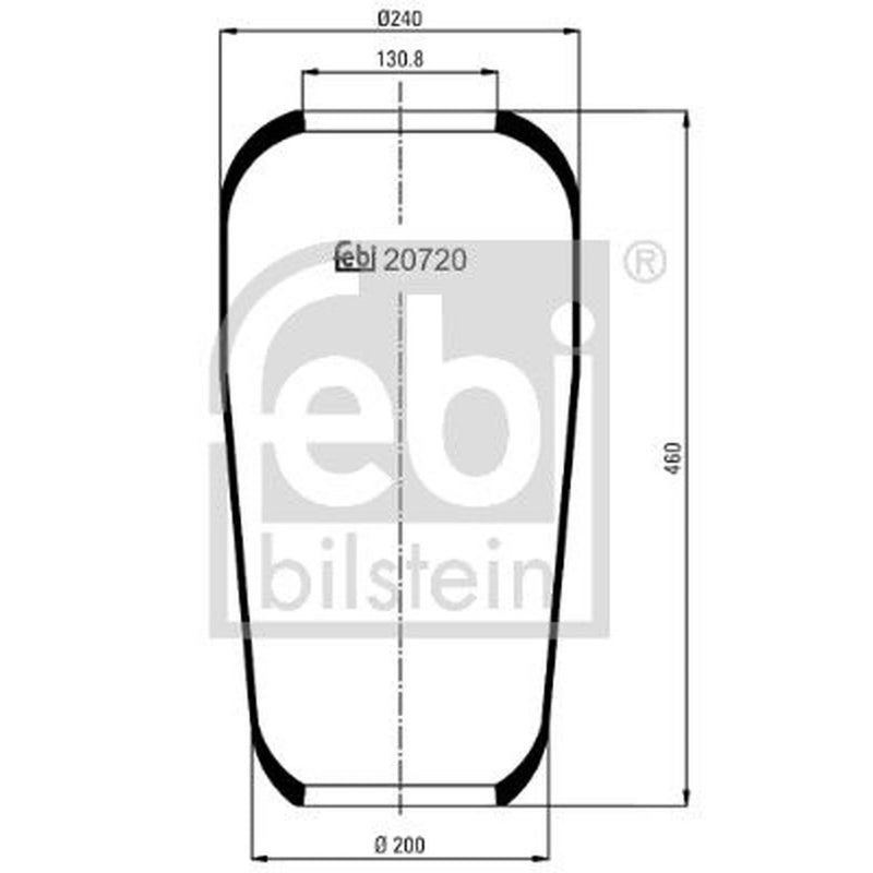 Febi Air Suspension Bellow 240mm Rear 20720