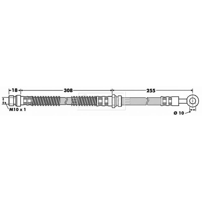 Borg & Beck Brake Hydraulic Hose Line Front Left BBH7501