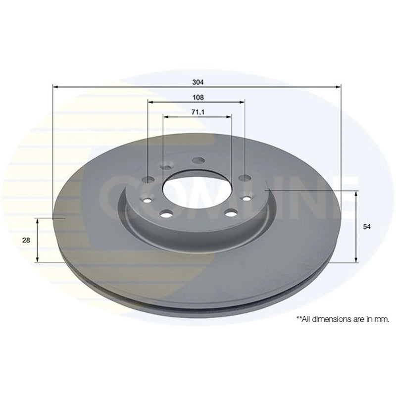 Comline 2 x Front Brake Discs ADC2848V