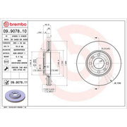 Brembo 2 x Internally Vented Front Brake Discs 09.9078.11
