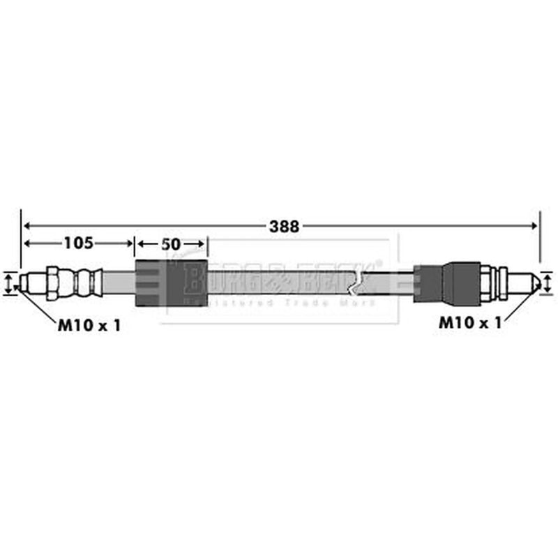 Borg & Beck Brake Hydraulic Hose Line Rear Left BBH7327