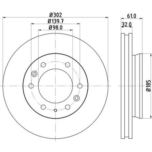 DON 2 x Internally Vented Front Brake Discs PCD20821
