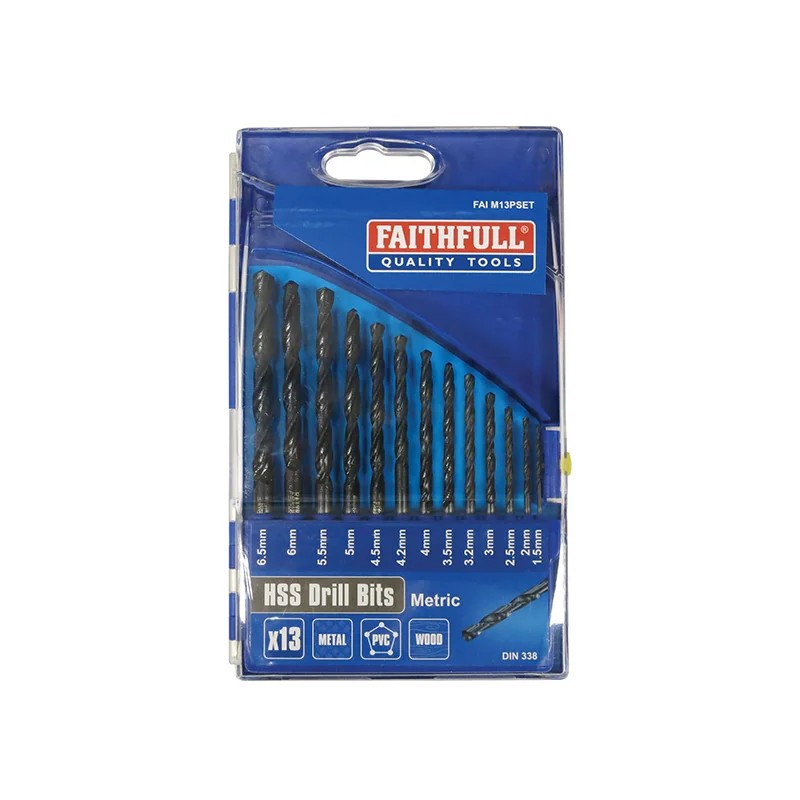 Faithfull HSS Jobber Drill Bit Set, 13 Piece (1.5-6.5mm) - FAIM13PSET