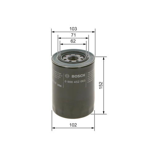 Genuine Bosch Car Oil Filter P2063 Fits Mitsubishi Shogun Tdic - 2.8 - 94-00 098 Bosch  - Town Parts