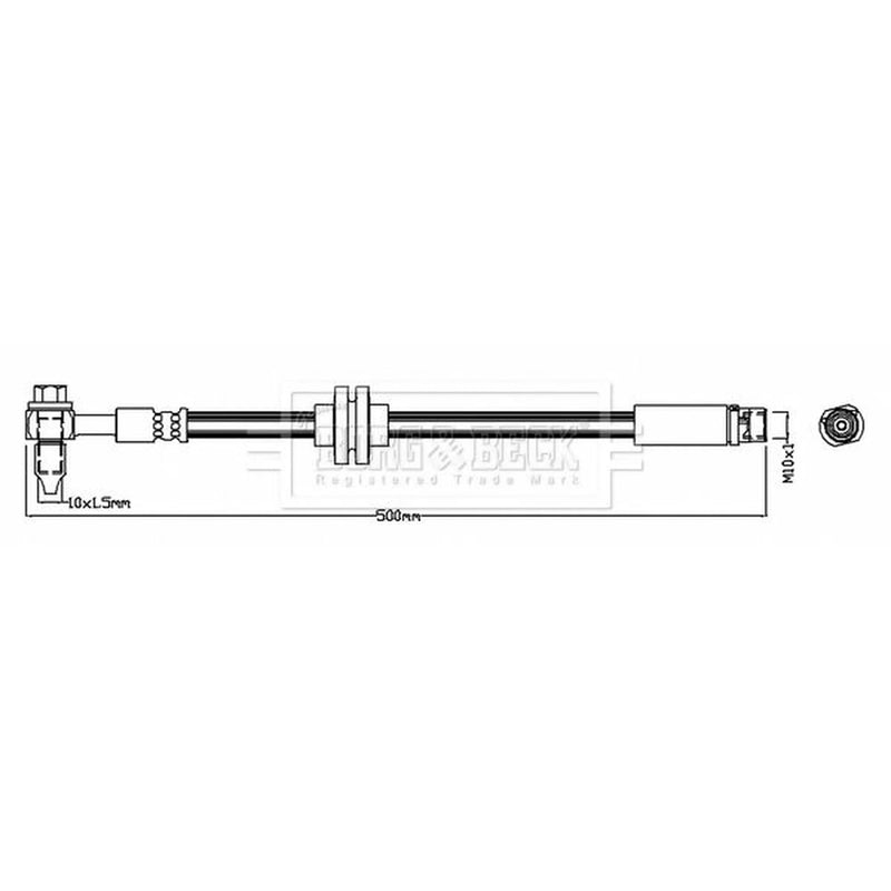 Borg & Beck Brake Hydraulic Hose Line Front Left BBH8710