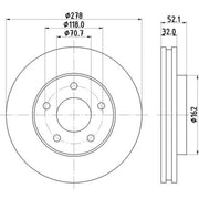 DON 2 x Internally Vented Front Brake Discs PCD16112