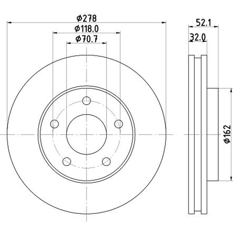 DON 2 x Internally Vented Front Brake Discs PCD16112