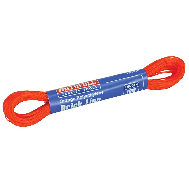 Faithfull 300 Polyethylene Brick Line 18m (59ft) Orange (Box 12) - FAI300