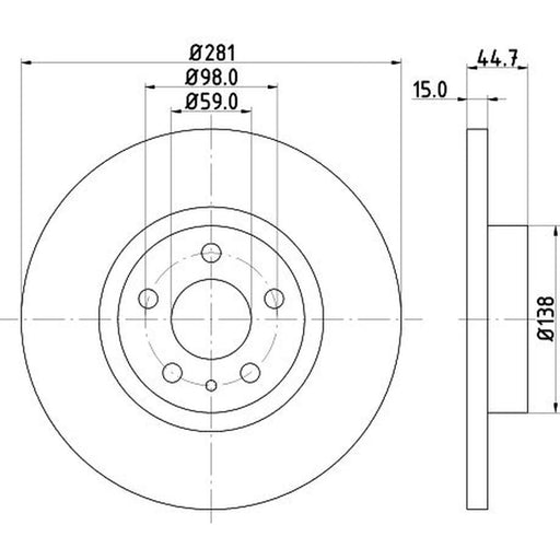DON 2 x Solid Front Brake Discs PCD14172