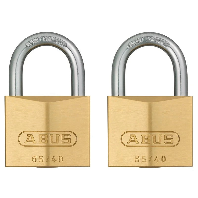 ABUS Mechanical 65/ Brass Padlock Twin Carded 30-40mm