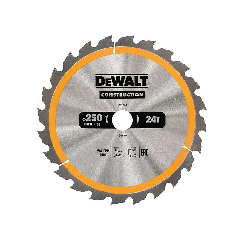 DEWALT Power Tools Stationary Construction Circular Saw Blade 250 x 30mm x 24T