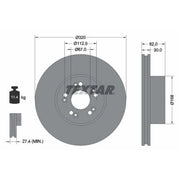 Textar 2 x Internally Vented Front Brake Discs 92056600