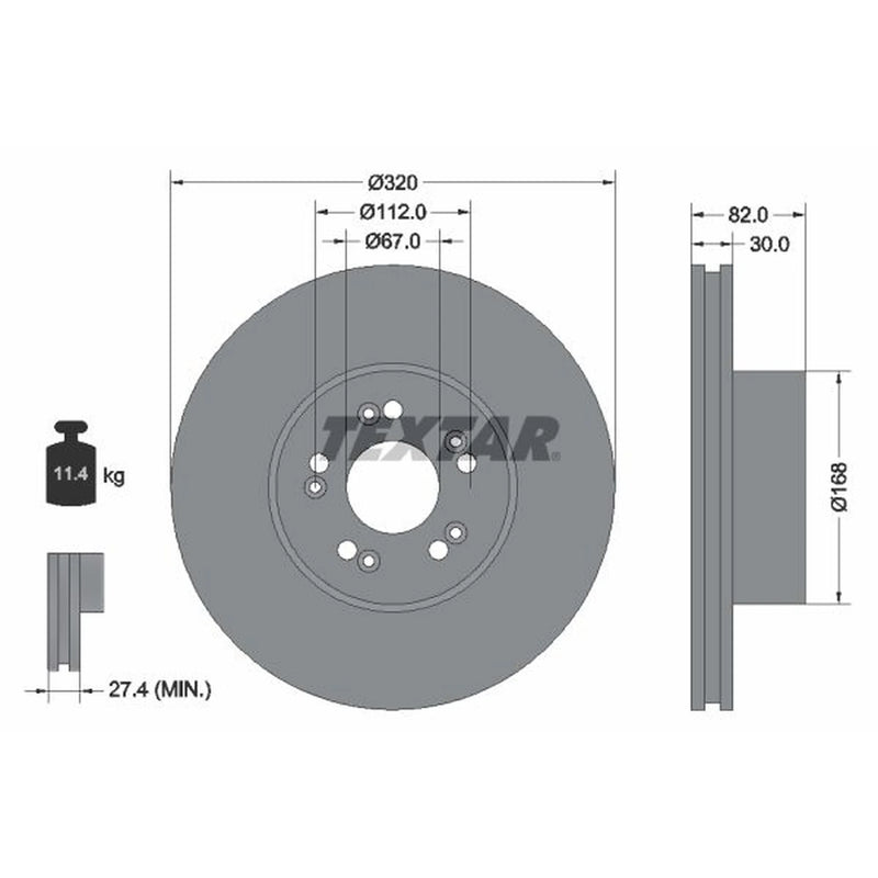 Textar 2 x Internally Vented Front Brake Discs 92056600