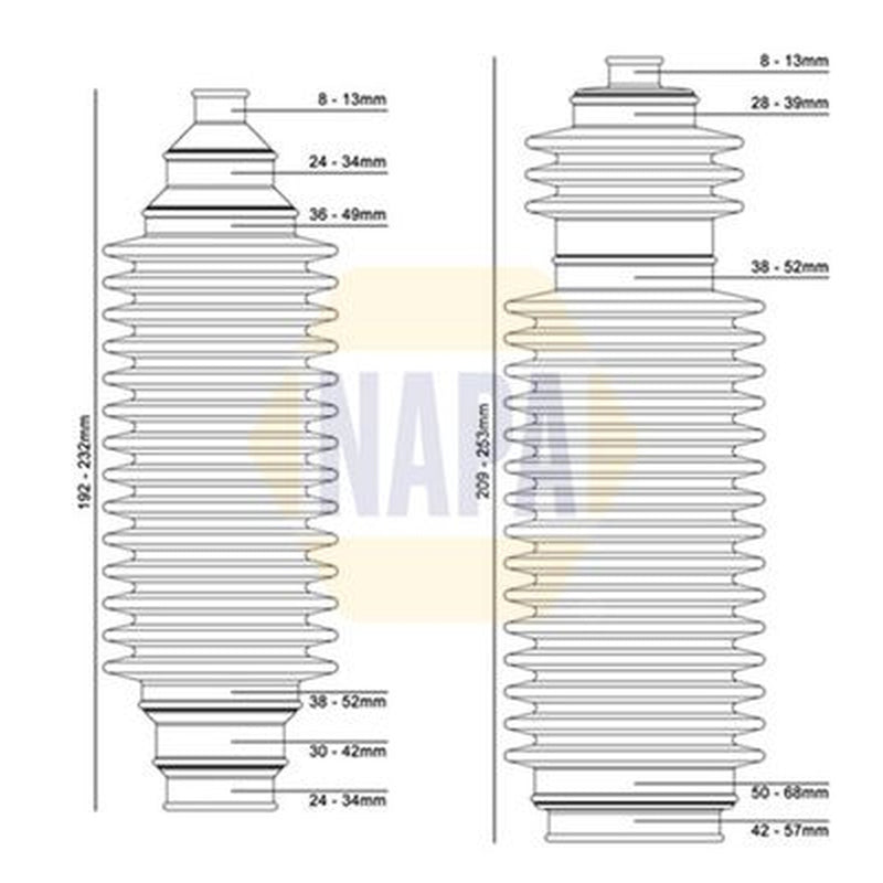 NAPA Steering Bellow Kit Front NCB3004