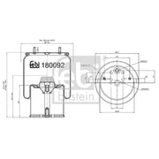 Febi Air Suspension Bellow 257mm 180092