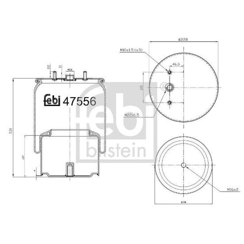 Febi Air Suspension Bellow 190mm 47556