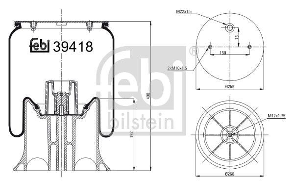 Febi Air Suspension Bellow 260mm