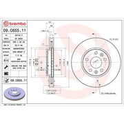 Brembo 2 x Internally Vented Front Brake Discs 09.C655.11