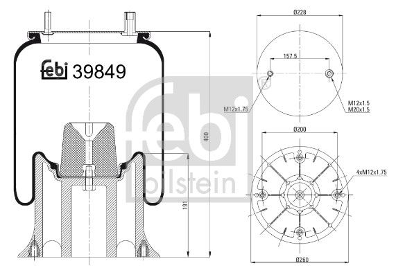 Febi Air Suspension Bellow 260mm