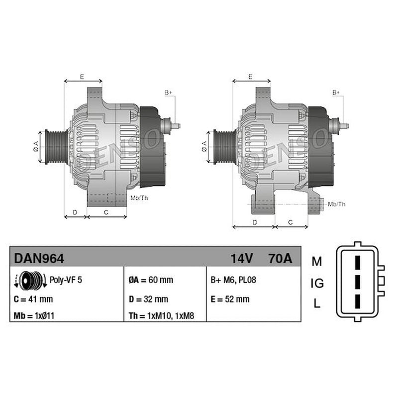 Denso Car Alternator 12V DAN964