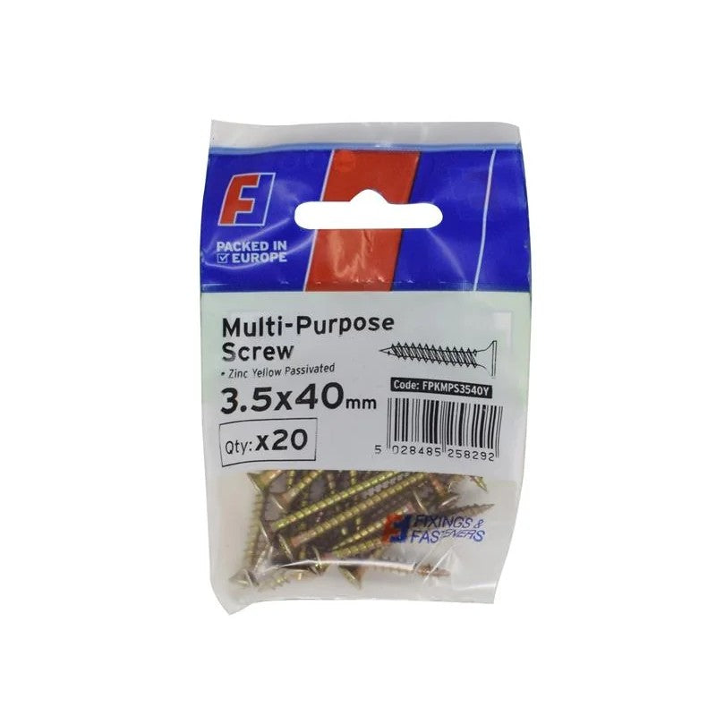 ForgeFix Multi-Purpose Pozi Screw CSK ST ZYP 3.5 x ForgePack 20 30-40mm