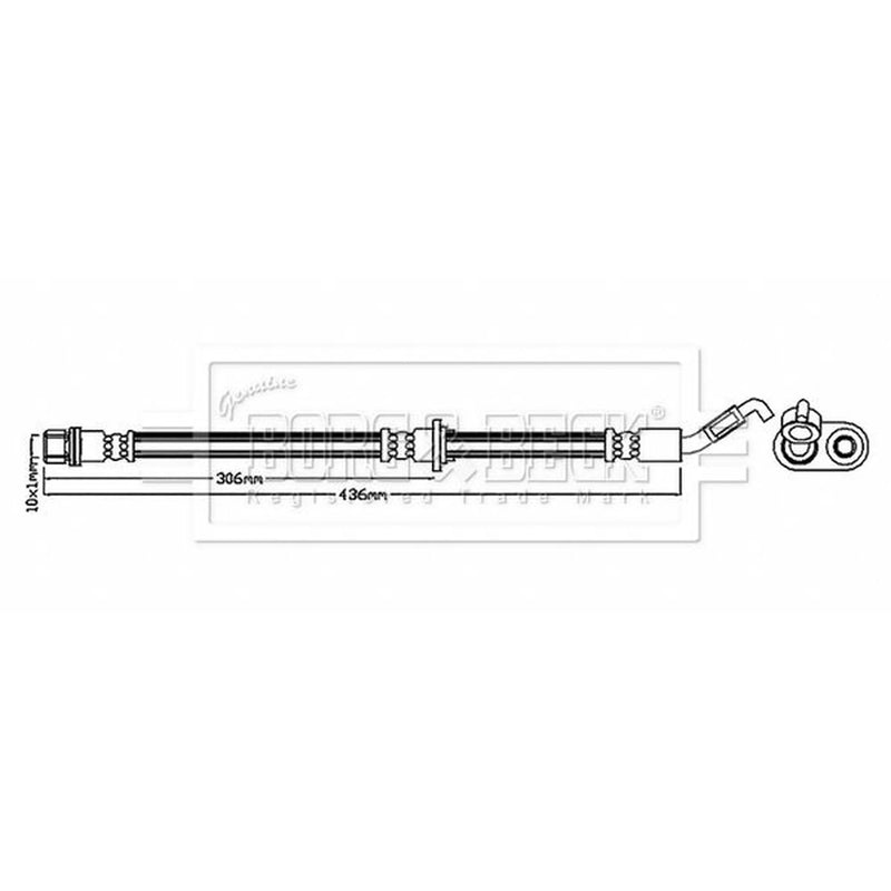 Borg & Beck Brake Hydraulic Hose Line Rear Right BBH8882