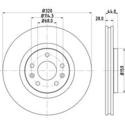DON 2 x Externally Vented Front Brake Discs PCD14132