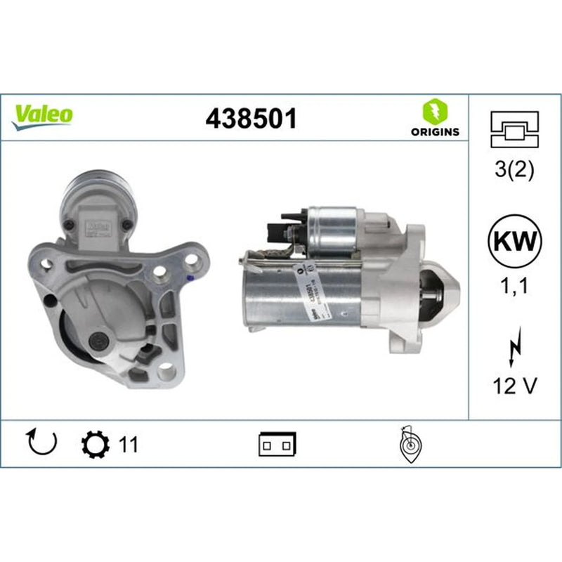 Valeo Starter Motor 12V 1.1kW 11 Teeth 438501