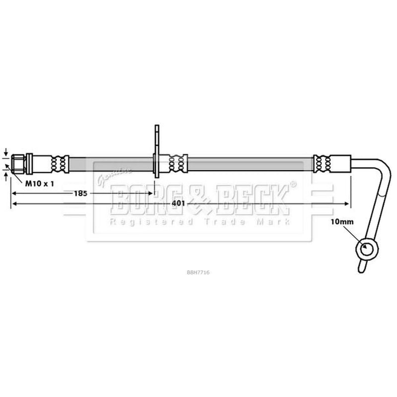 Borg & Beck Brake Hydraulic Hose Line Front Ri BBH7716