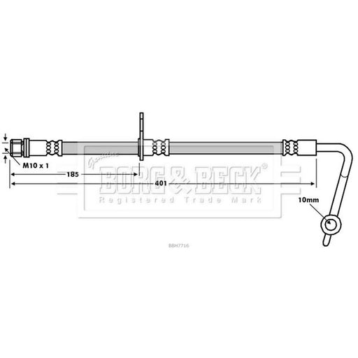 Borg & Beck Brake Hydraulic Hose Line Front Ri BBH7716