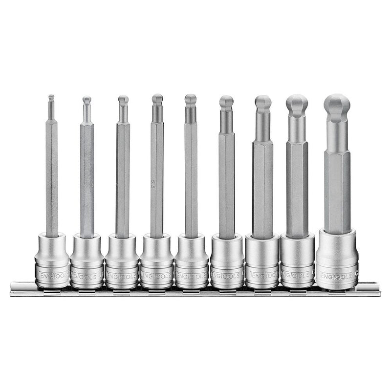Teng Tools 3/8" Ball Point Long Hex Bit Socket Set 9 pcs