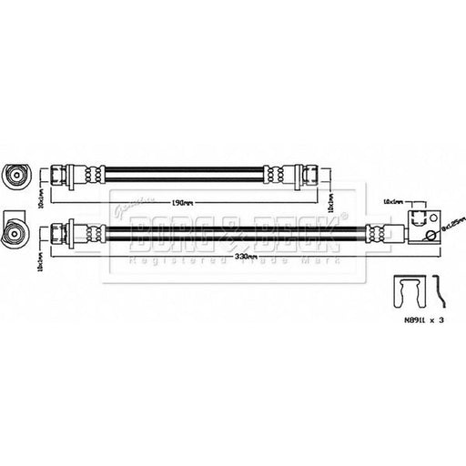 Borg & Beck Brake Hydraulic Hose Line Rear Left BBH8200
