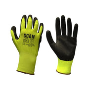 Scan Hi-Vis Yellow Foam Latex Coated Gloves - L (Size 9) - 2ARK49L-24