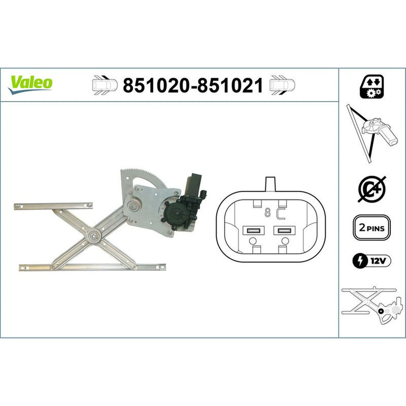 Valeo Electric Window Regulator Lifter Left Front 851020